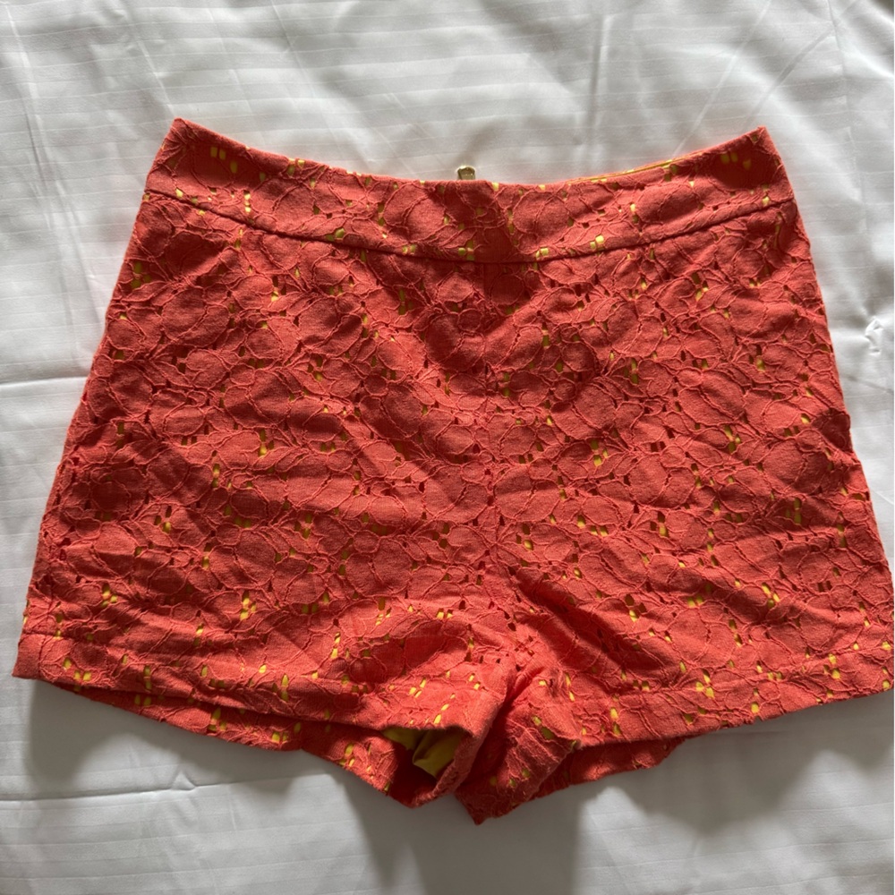 Forever 21 Coral and Gold Lace Shorts